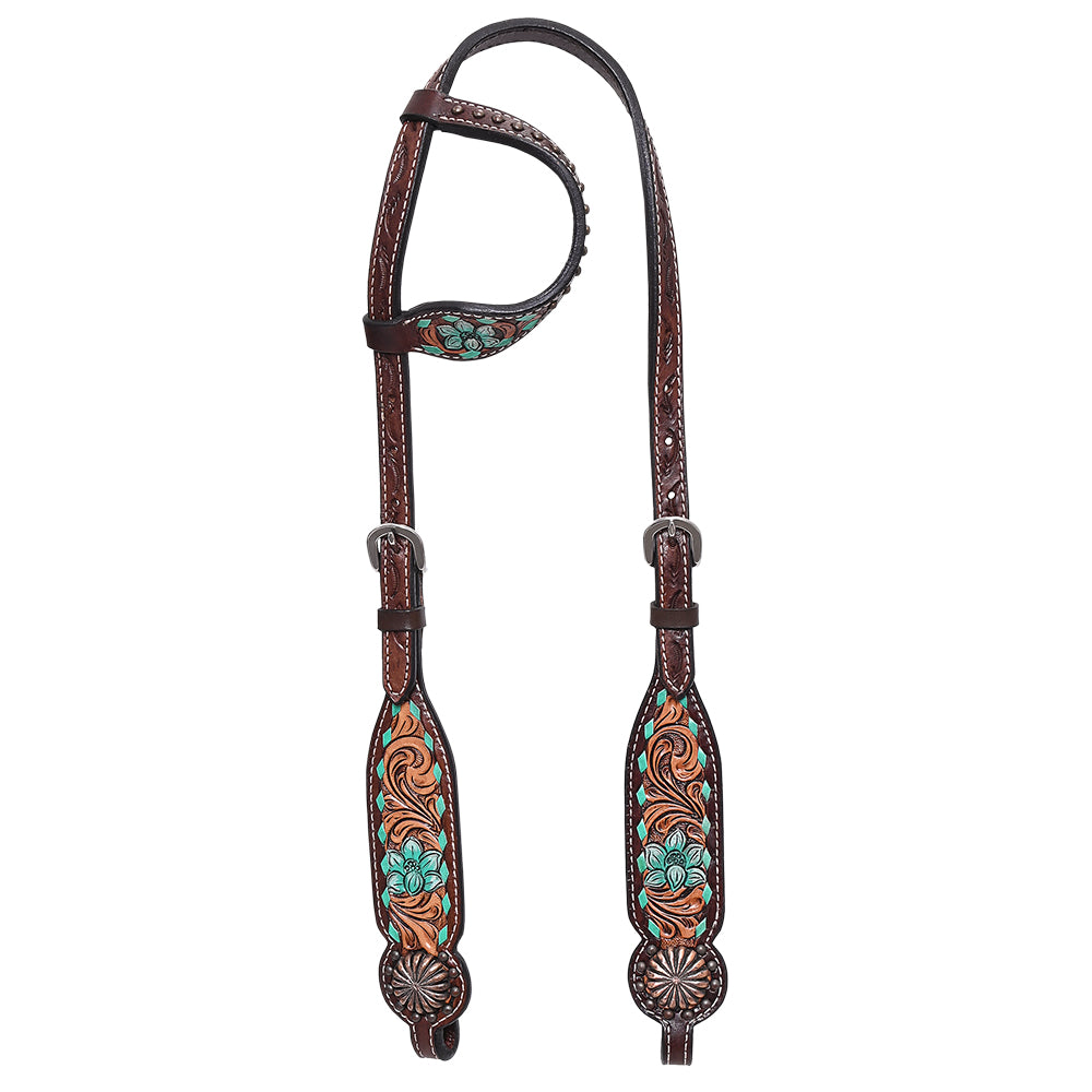 HILASON Western Horse Floral Headstall Breast Collar One American Leather Tack Set