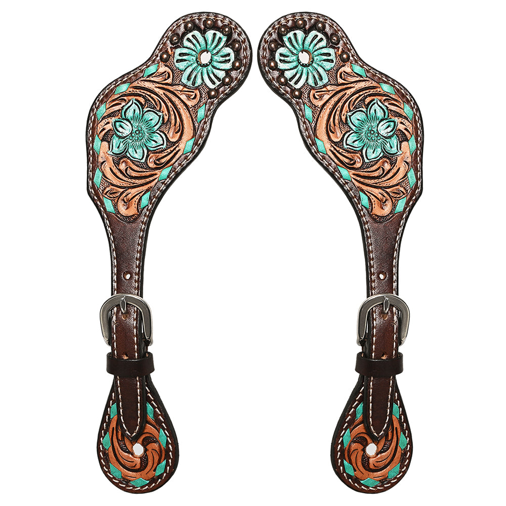 HILASON Hand-Tooled Leather Spur Straps for Men & Women – Western Design, Adjustable Fit