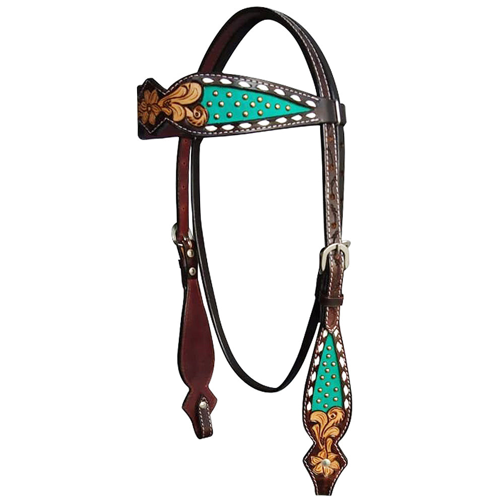 HILASON Western Horse Floral Headstall Breast Collar One American Leather Tack Set