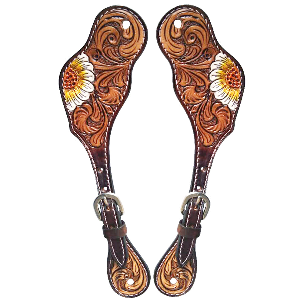HILASON Hand-Tooled Leather Spur Straps for Men & Women – Western Design, Adjustable Fit