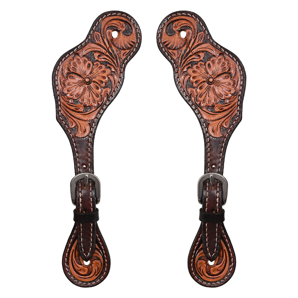 HILASON Hand-Tooled Leather Spur Straps for Men & Women – Western Design, Adjustable Fit