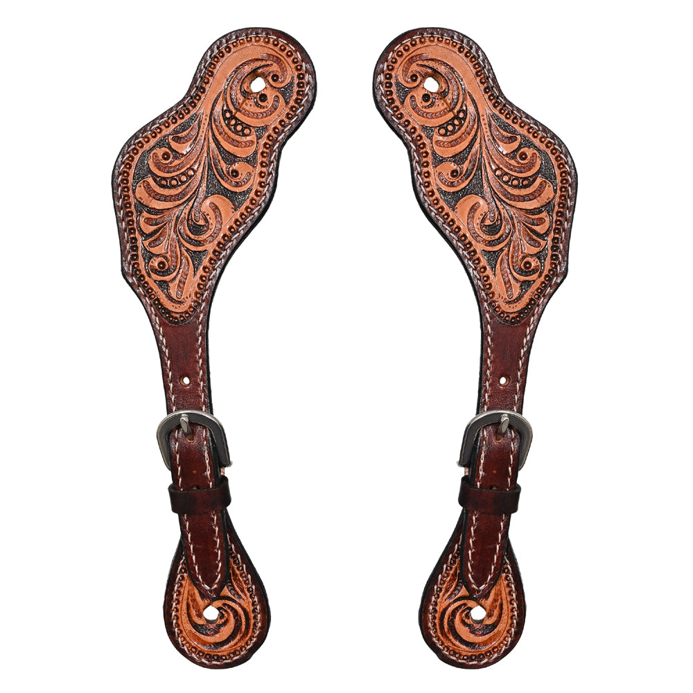 HILASON Hand-Tooled Leather Spur Straps for Men & Women – Western Design, Adjustable Fit