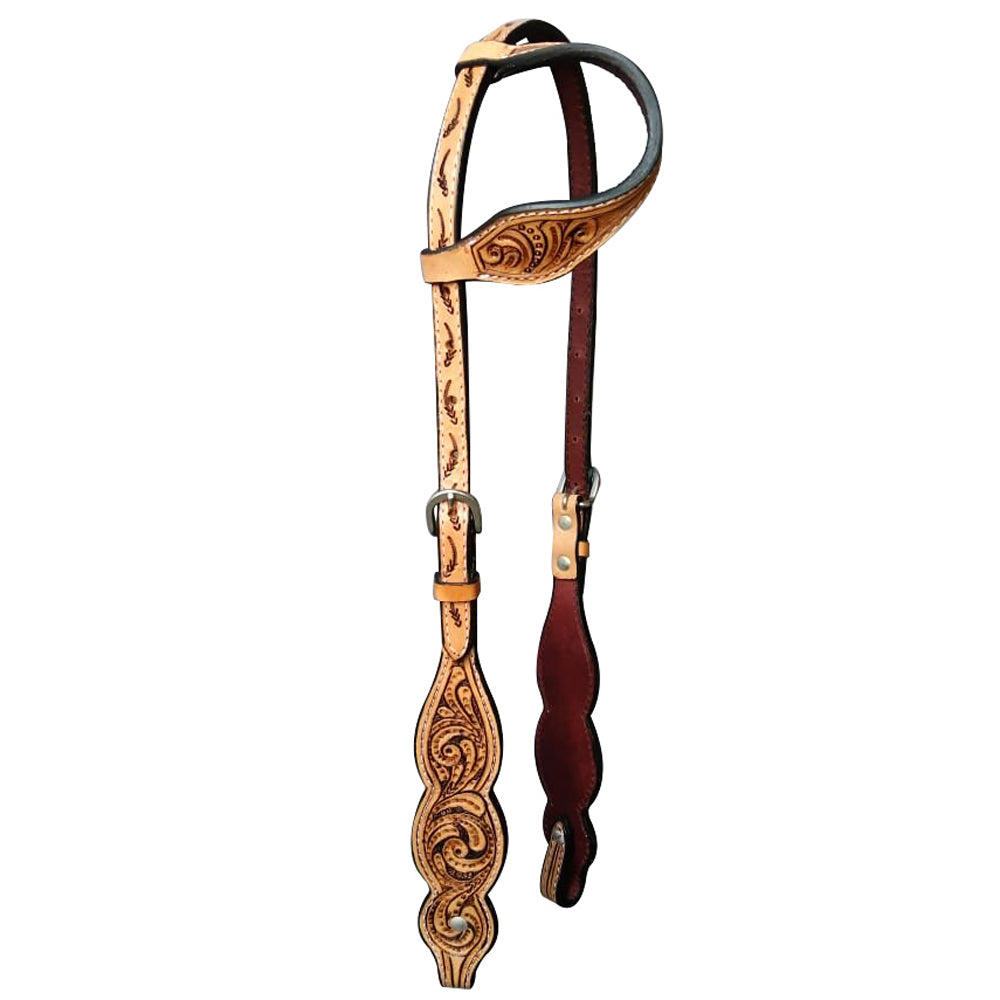 HILASON Western Horse Floral Headstall Breast Collar One Spur Strap Wither American Leather Tack Set