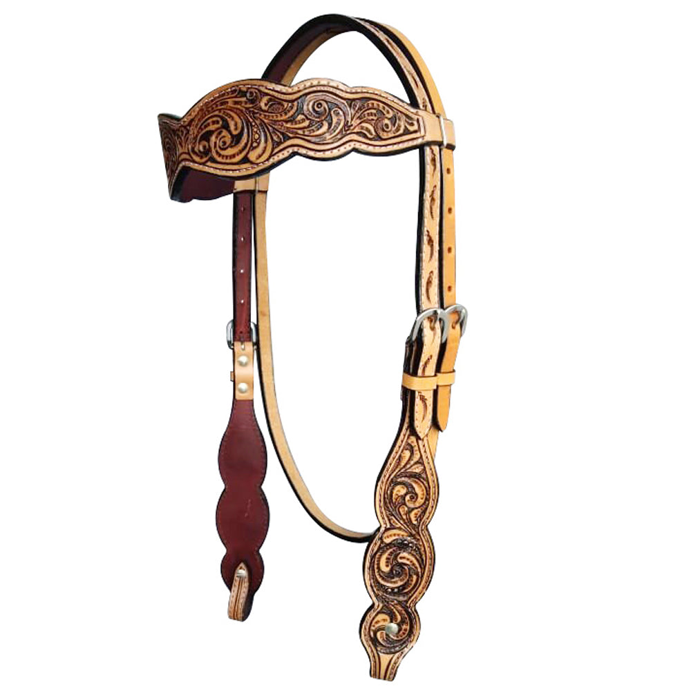 HILASON Western Horse Floral Headstall Breast Collar One Spur Strap Wither American Leather Tack Set