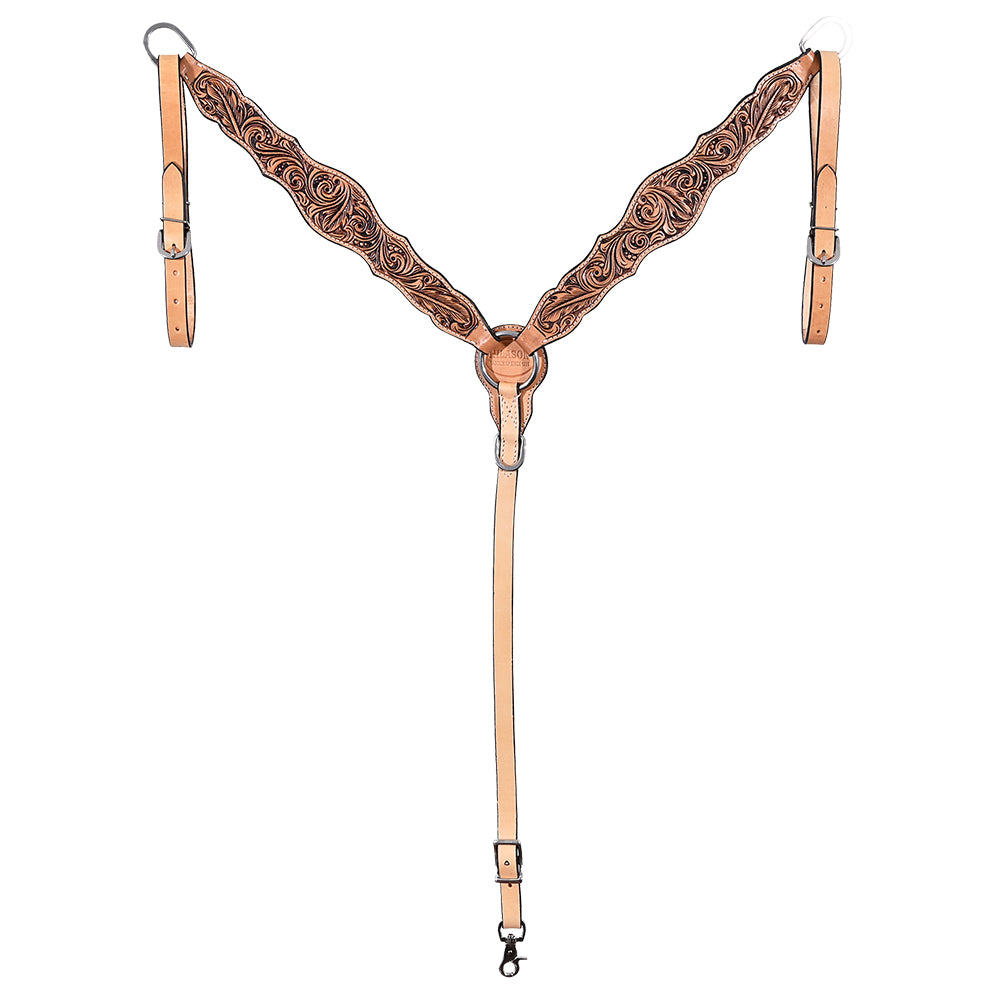 HILASON Western Horse Floral Headstall Breast Collar One American Leather Tack Set