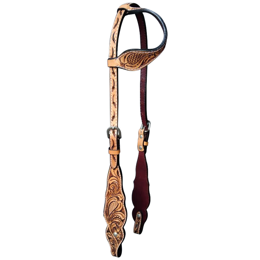 HILASON Western Horse Floral Headstall Breast Collar One Spur Strap Wither American Leather Tack Set