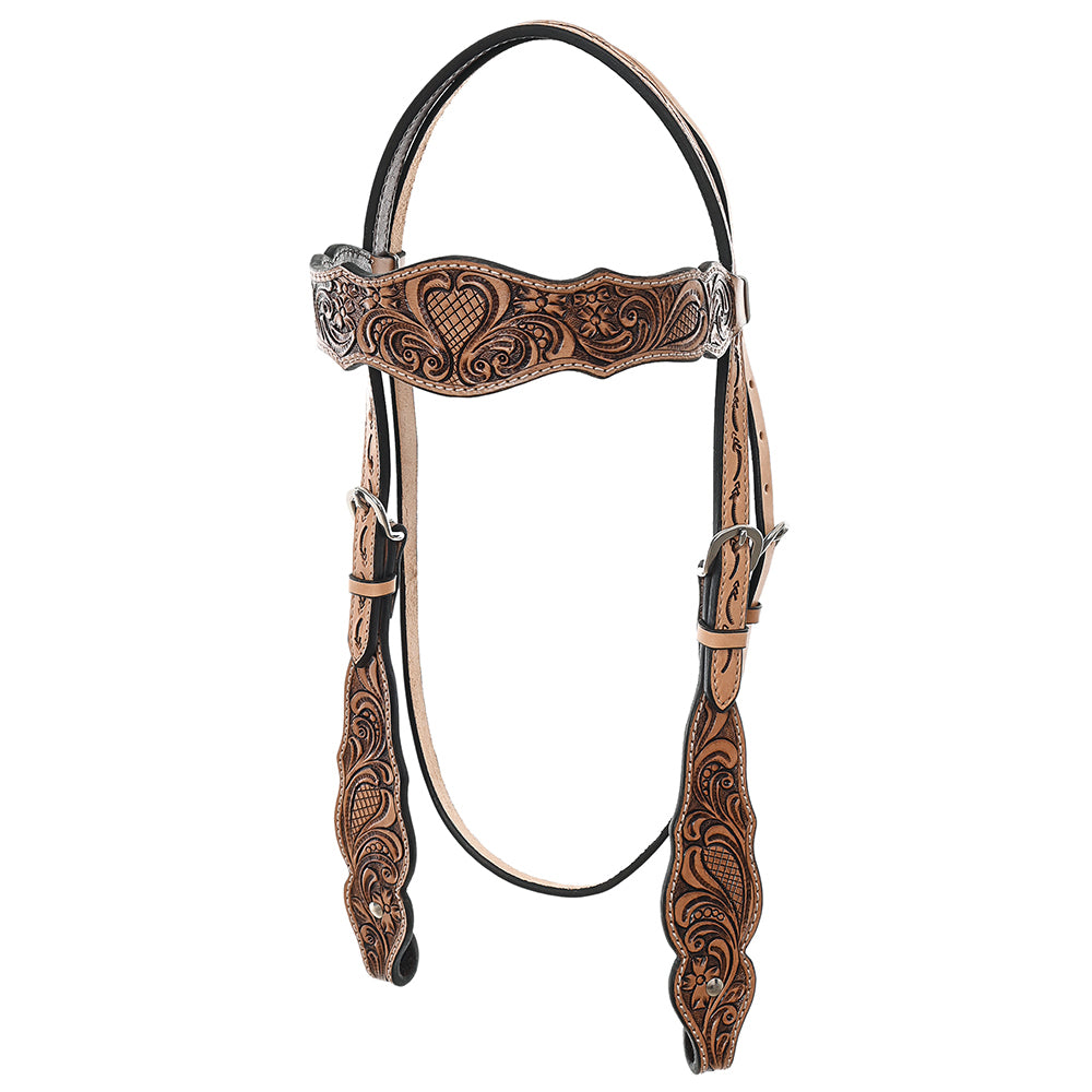 HILASON Western Horse Floral Headstall Breast Collar One Spur Strap Wither American Leather Tack Set