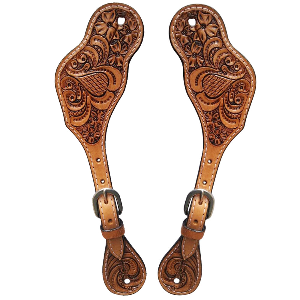 HILASON Hand-Tooled Leather Spur Straps for Men & Women – Western Design, Adjustable Fit