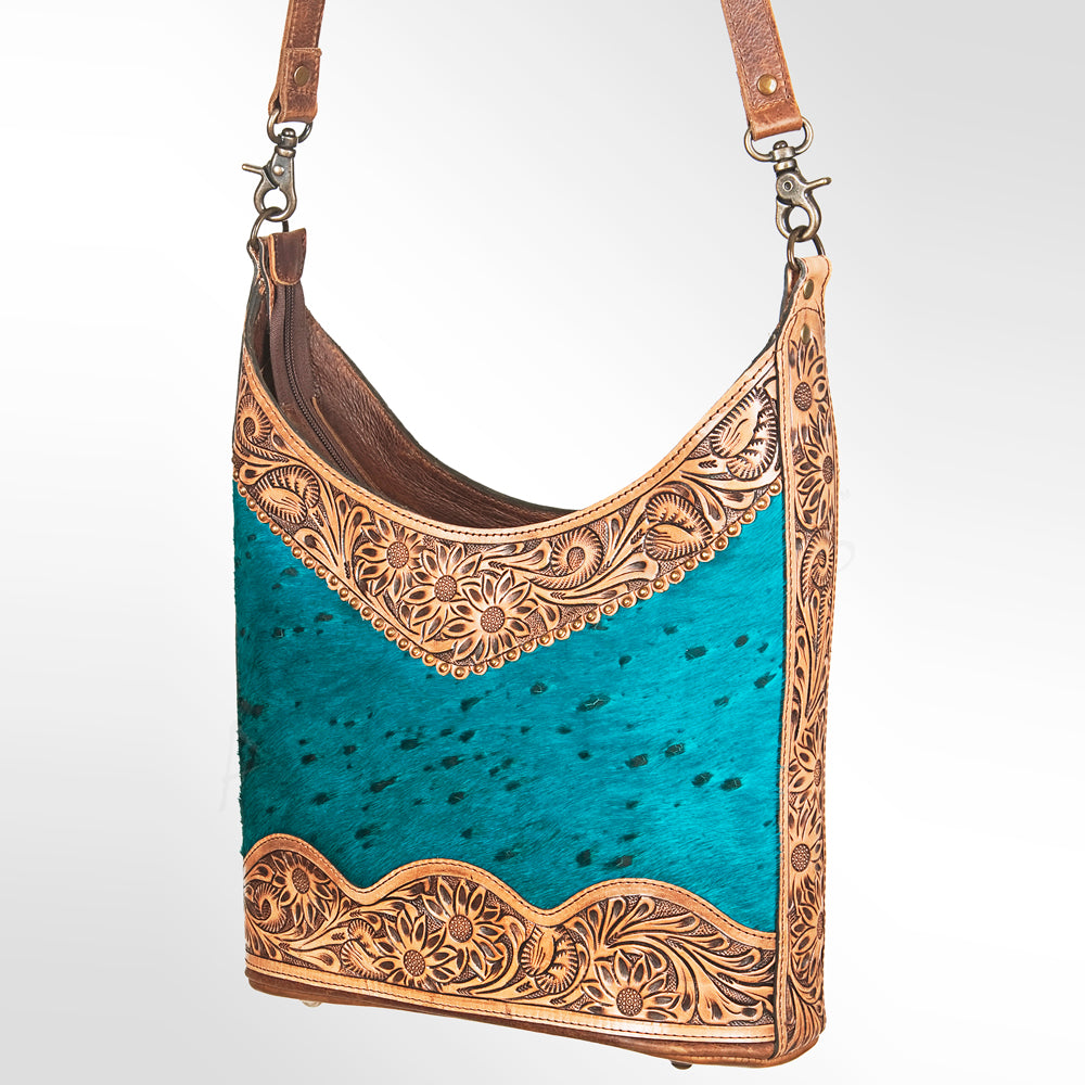 GIBGX207 American Darling Hand Tooled Hair On Genuine Leather Women Bag Western Handbag Purse