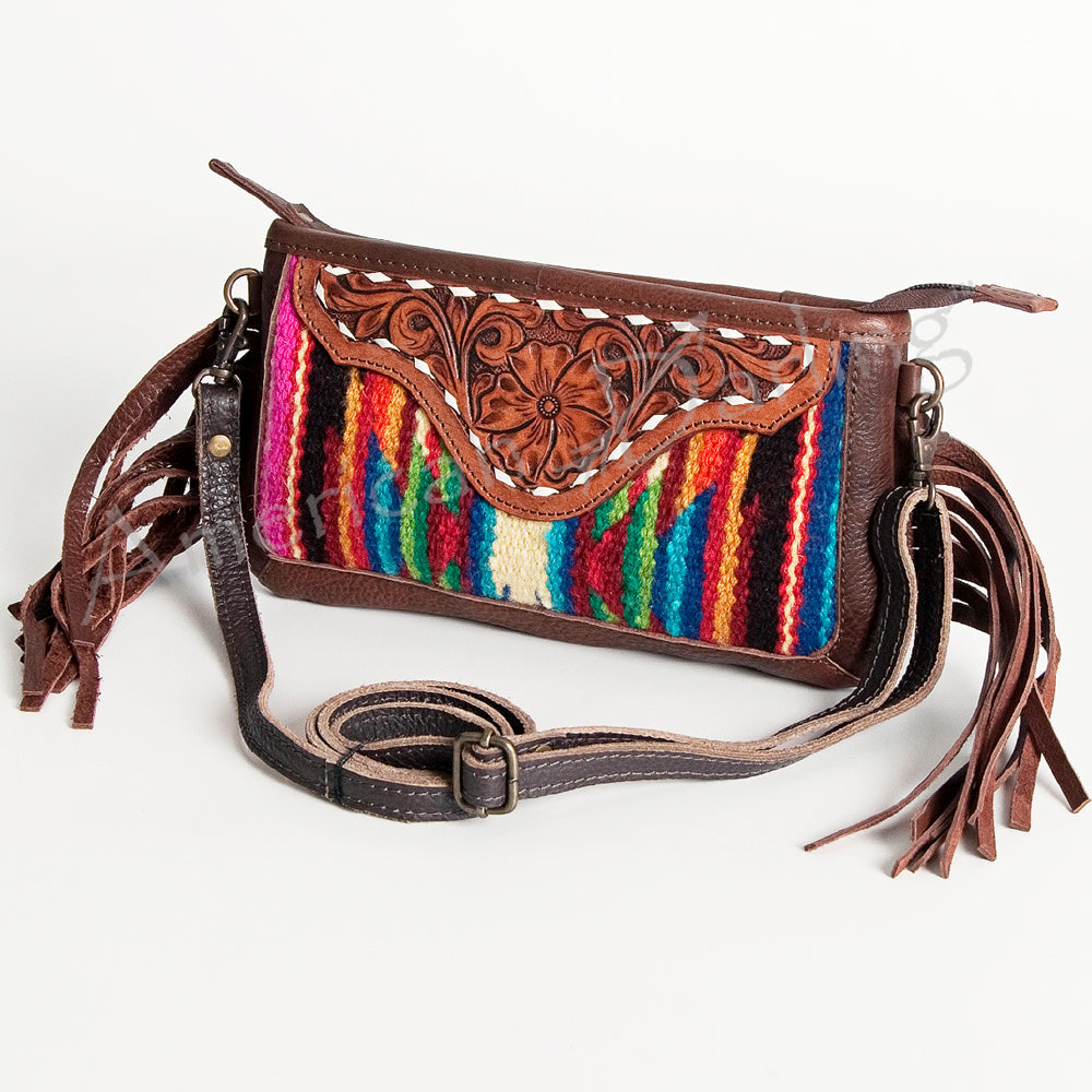 American Darling Small Crossbody Hand Tooled Saddle Blanket Genuine Leather Western Women Bag Handbag Purse | for Cute