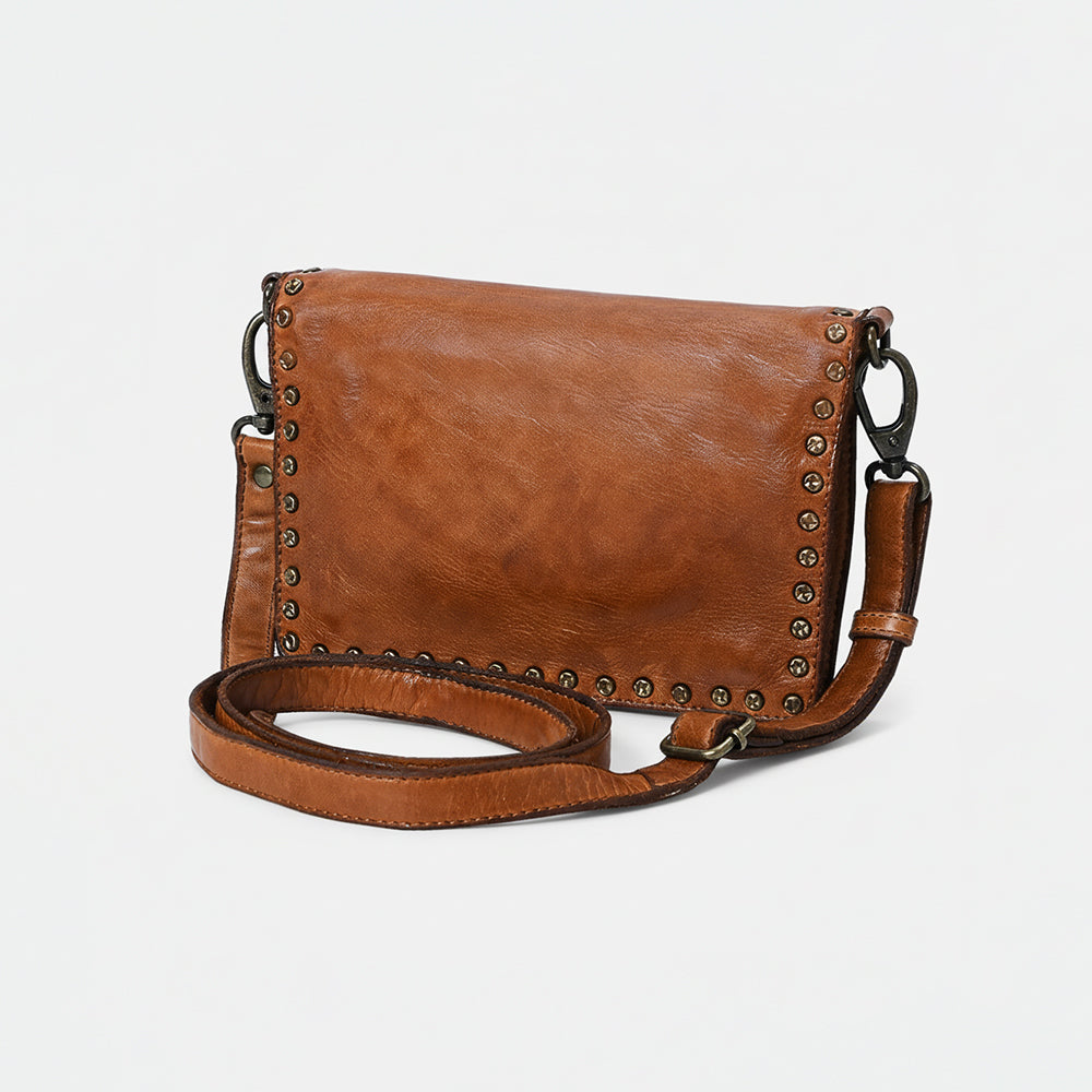 Spaghetti Western Swc193Tan Organiser Vintage Handmade Drum Dyed Genuine European Cowhide Leather Women Bag Western Handbag Purse