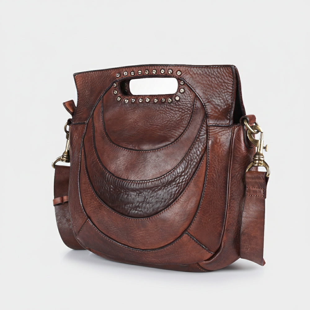 Spaghetti Western Swc173Brn Clutch Vintage Handmade Drum Dyed Genuine European Cowhide Leather Women Bag Western Handbag Purse