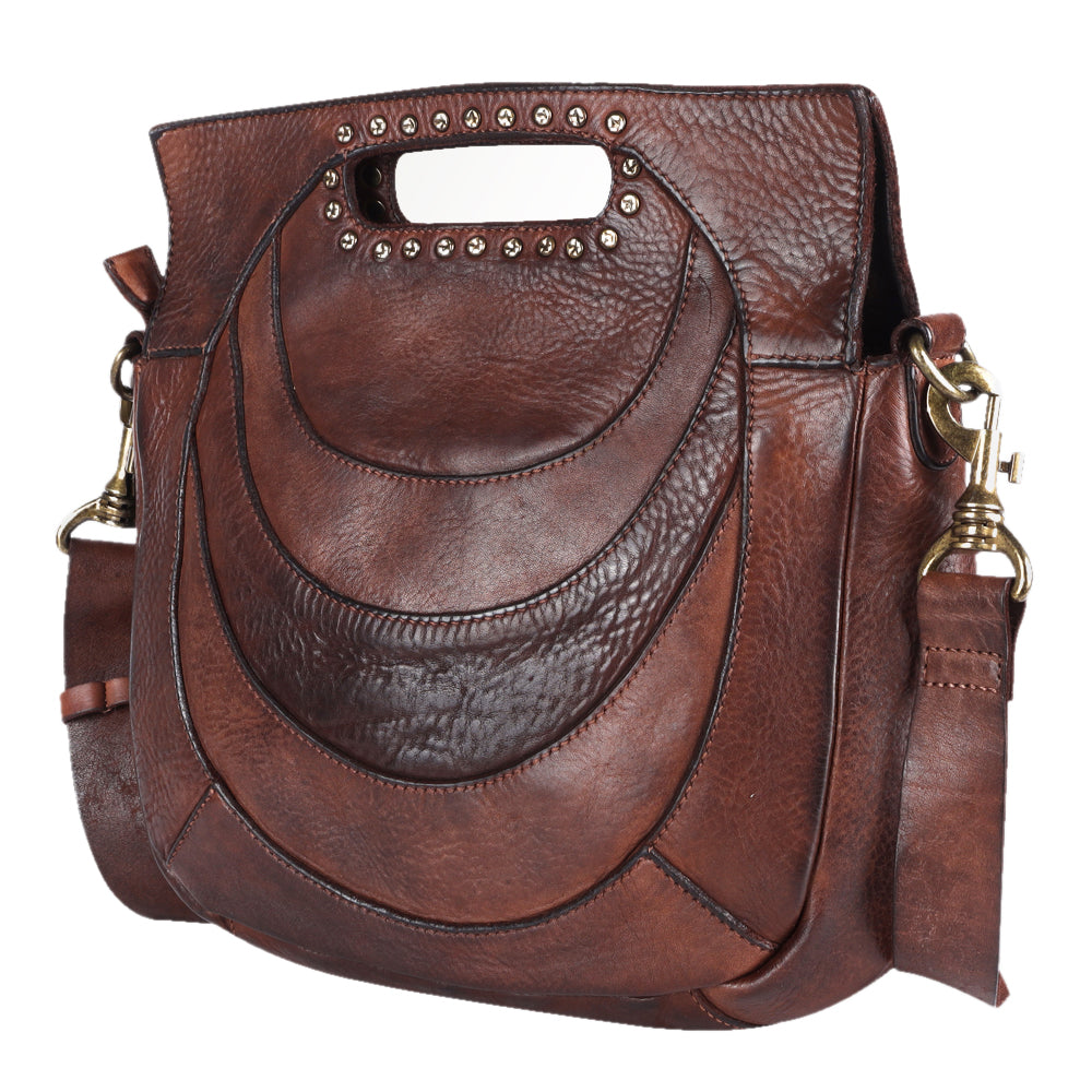 Spaghetti Western Swc173Brn Clutch Vintage Handmade Drum Dyed Genuine European Cowhide Leather Women Bag Western Handbag Purse