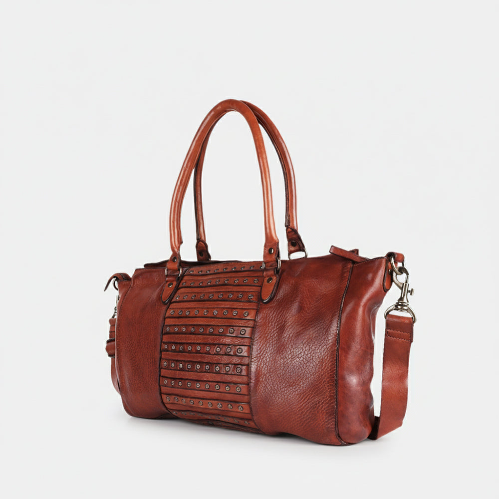 Spaghetti Western Swc185Cg Tote Vintage Handmade Drum Dyed Genuine European Cowhide Leather Women Bag Western Handbag Purse