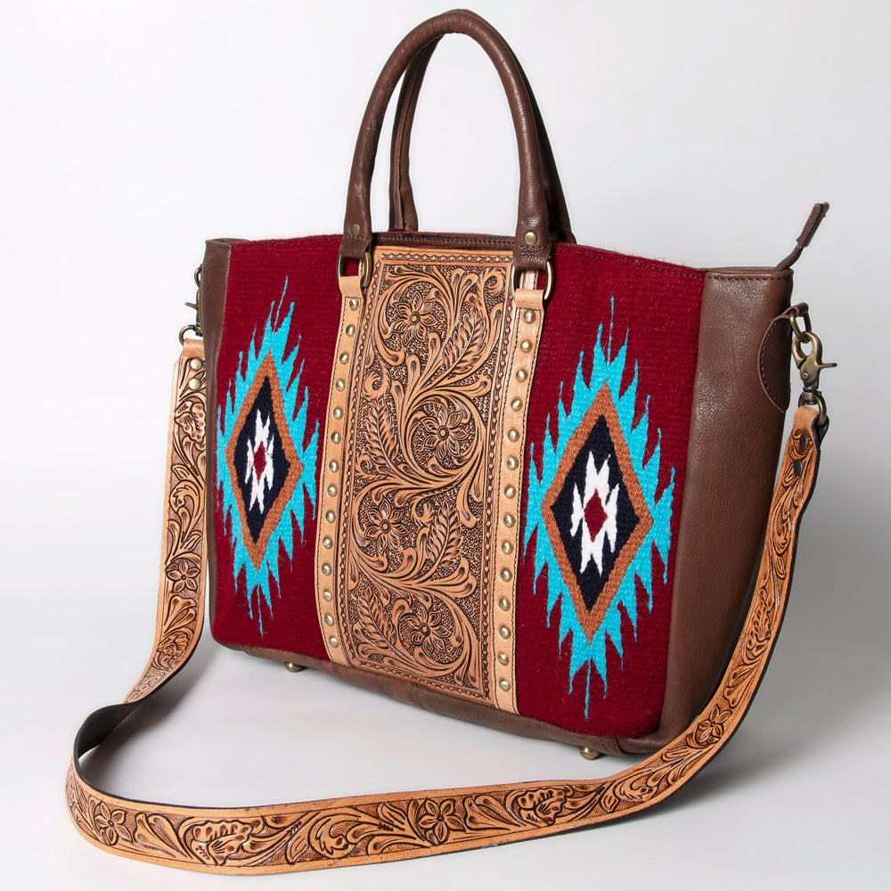 American Darling Tote Hand Tooled Saddle Blanket Genuine Leather Western Women Bag Handbag