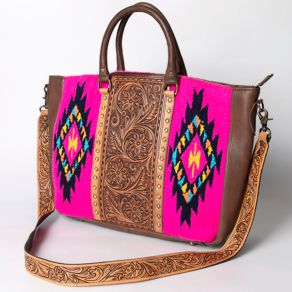 American Darling Tote Hand Tooled Saddle Blanket Genuine Leather Western Women Bag Handbag