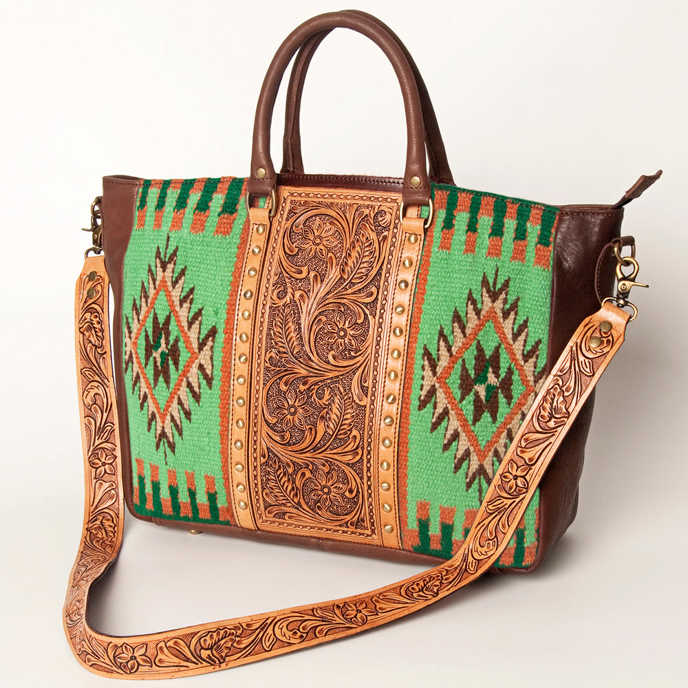 American Darling Tote Hand Tooled Saddle Blanket Genuine Leather Western Women Bag Handbag