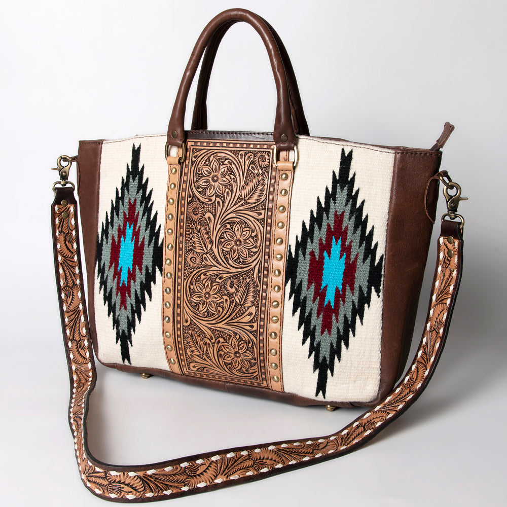 American Darling Tote Hand Tooled Saddle Blanket Genuine Leather Western Women Bag Handbag