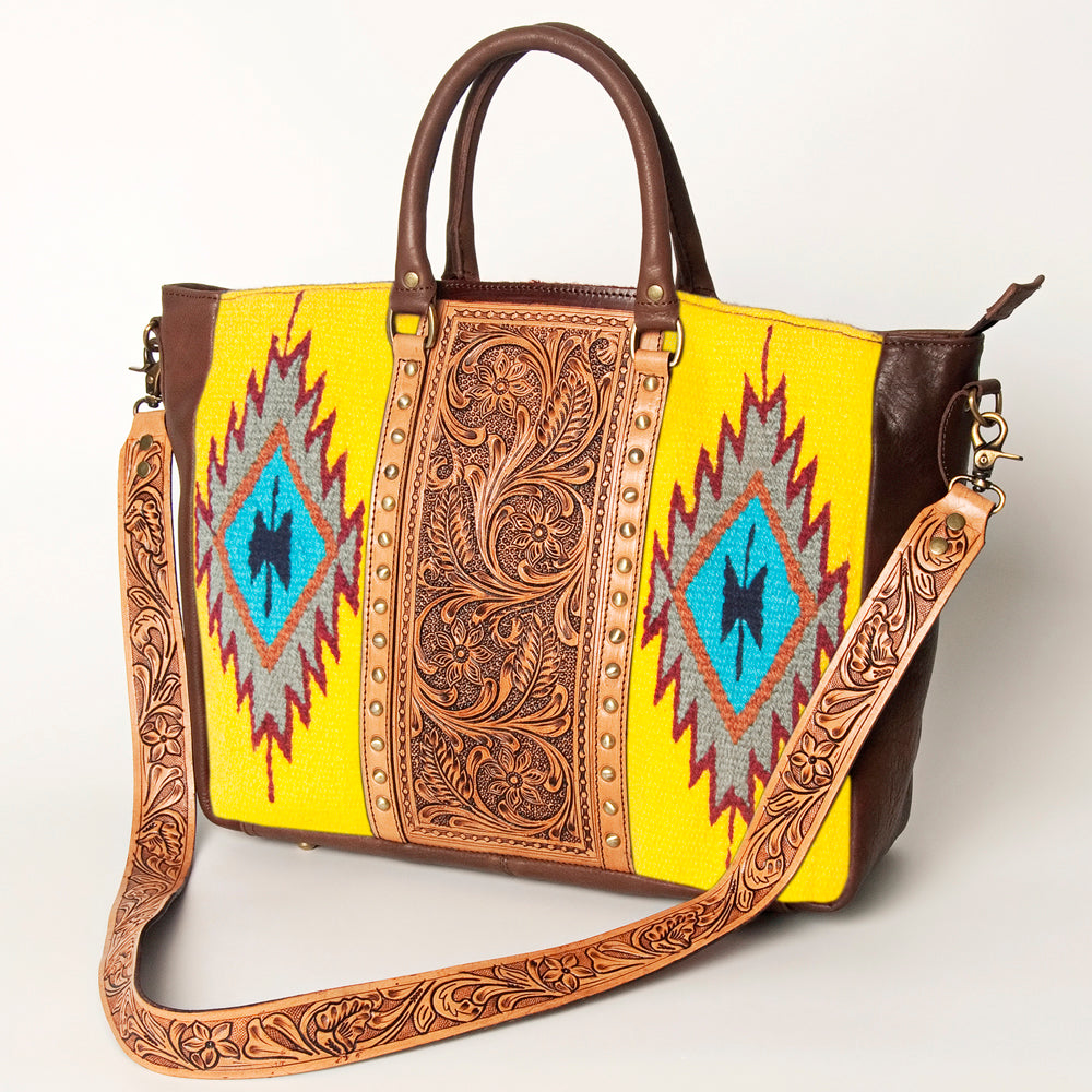 American Darling Tote Hand Tooled Saddle Blanket Genuine Leather Western Women Bag Handbag