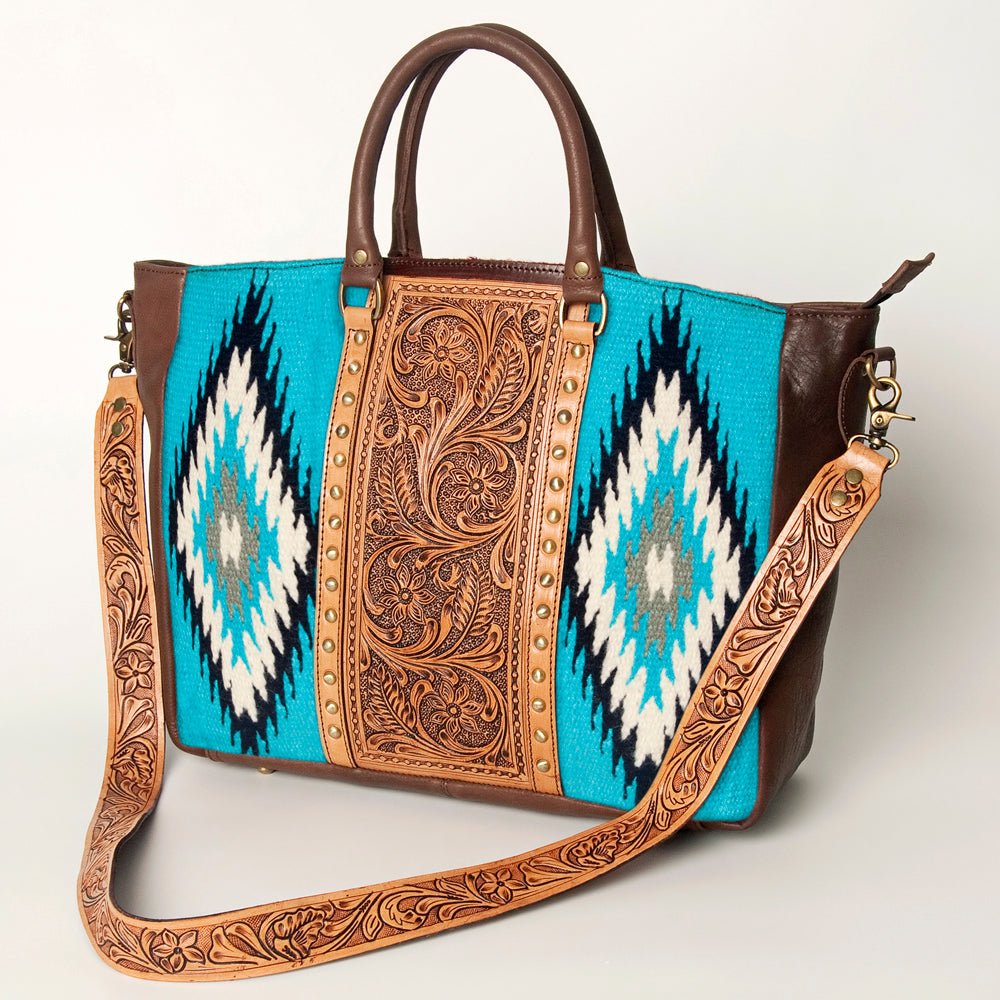 American Darling Tote Hand Tooled Saddle Blanket Genuine Leather Western Women Bag Handbag