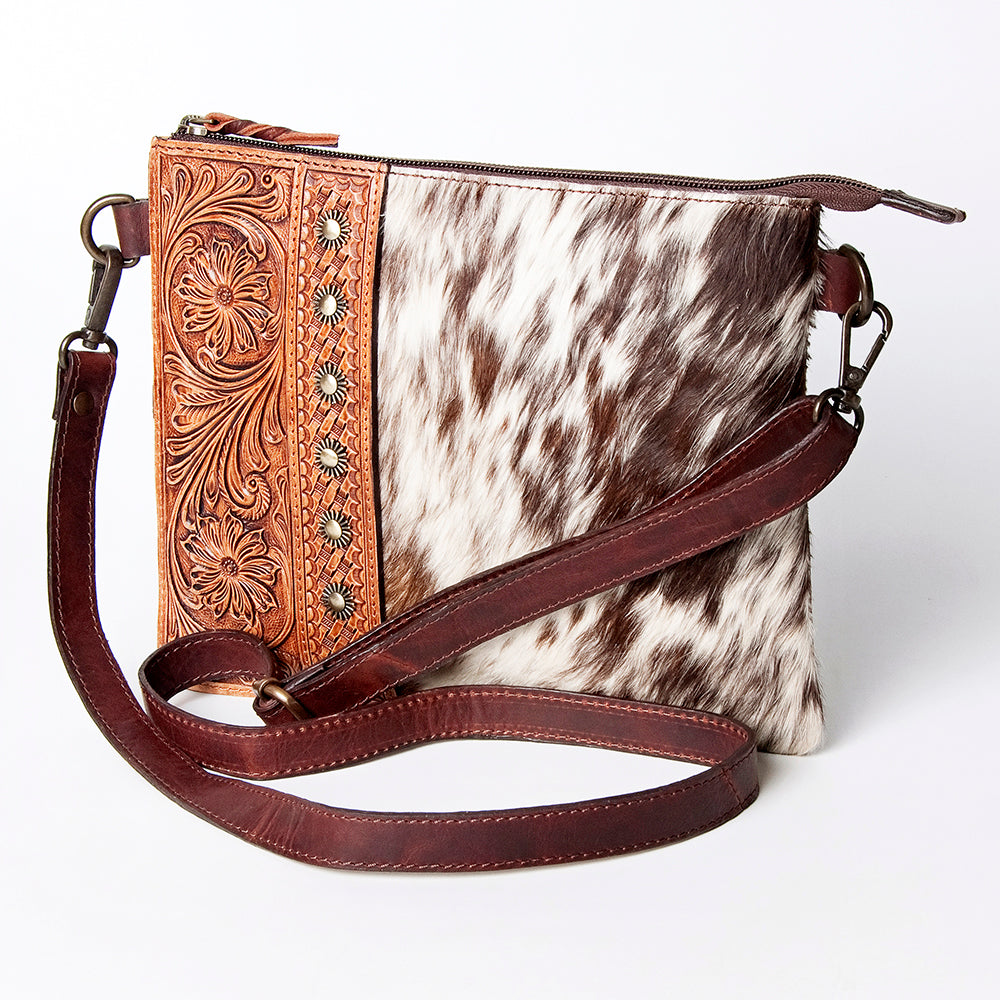 American Darling Crossbody Hand Tooled Hair-On Genuine Leather Women Bag Western Handbag Purse
