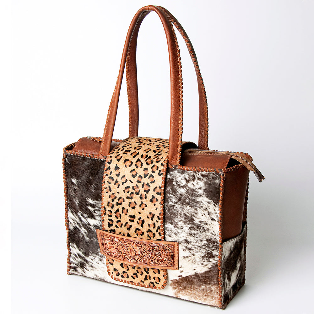 American Darling Tote Hand Tooled Hair-On Genuine Leather Women Bag Western Handbag Purse