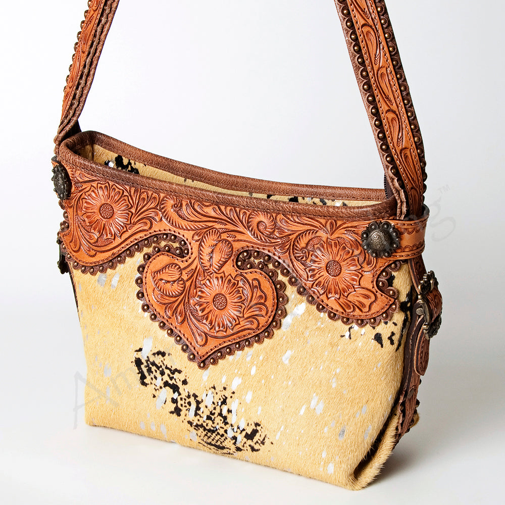 American Darling Hobo Hand Tooled Hair On Genuine Leather Western Women Bag | Handbag Purse Bags for Cute