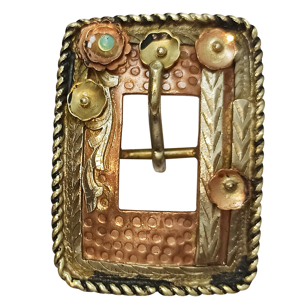 HILASON PC Western Screw Back Floral Rope Buckle Copper Cowgirl | Bridle Conchos Concho Belt Slotted