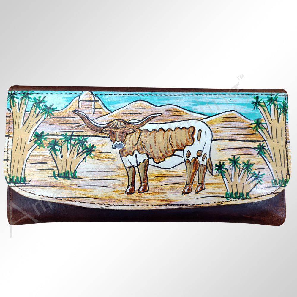 American Darling Wallet Hair on Full Grain Genuine Leather Western Women Bag | Handbag Purse Travel Clutch