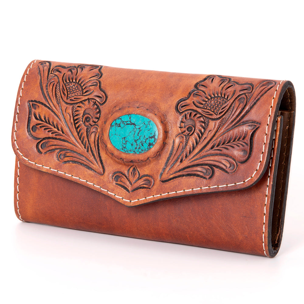 American Darling Wallet Hand Tooled Genuine Leather Western Women Bag | Handbag Purse Wristlet Travel Clutch