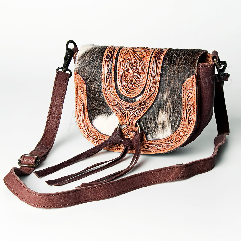 American Darling Cross Body Hand Tooled Hair on-Genuine Leather Western Women Bag Handbag Purse | Crossbody for Cute
