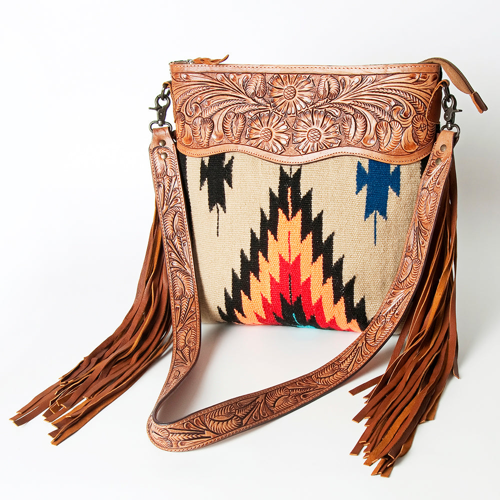 American Darling Signature Crossbody Hand Tooled Saddle Blanket Genuine Leather Women Bag Western Handbag Purse