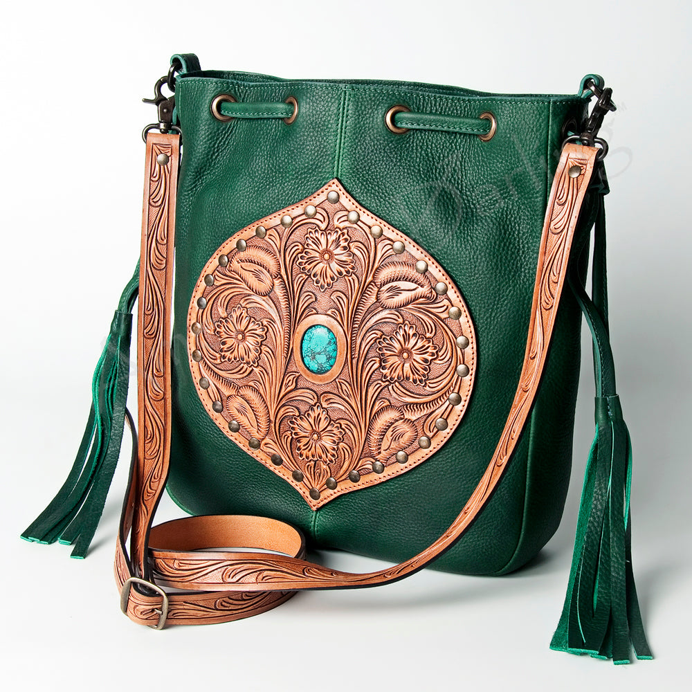 American Darling Bucket Hand Tooled Genuine Leather Women Bag Western Handbag Purse