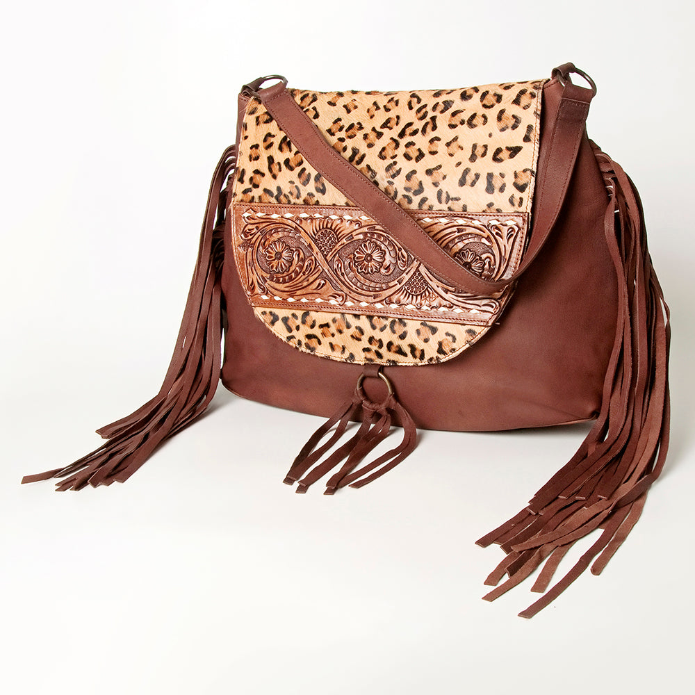 American Darling Messenger Hand Tooled Hair On Genuine Leather Western Women Bag Handbag Purse