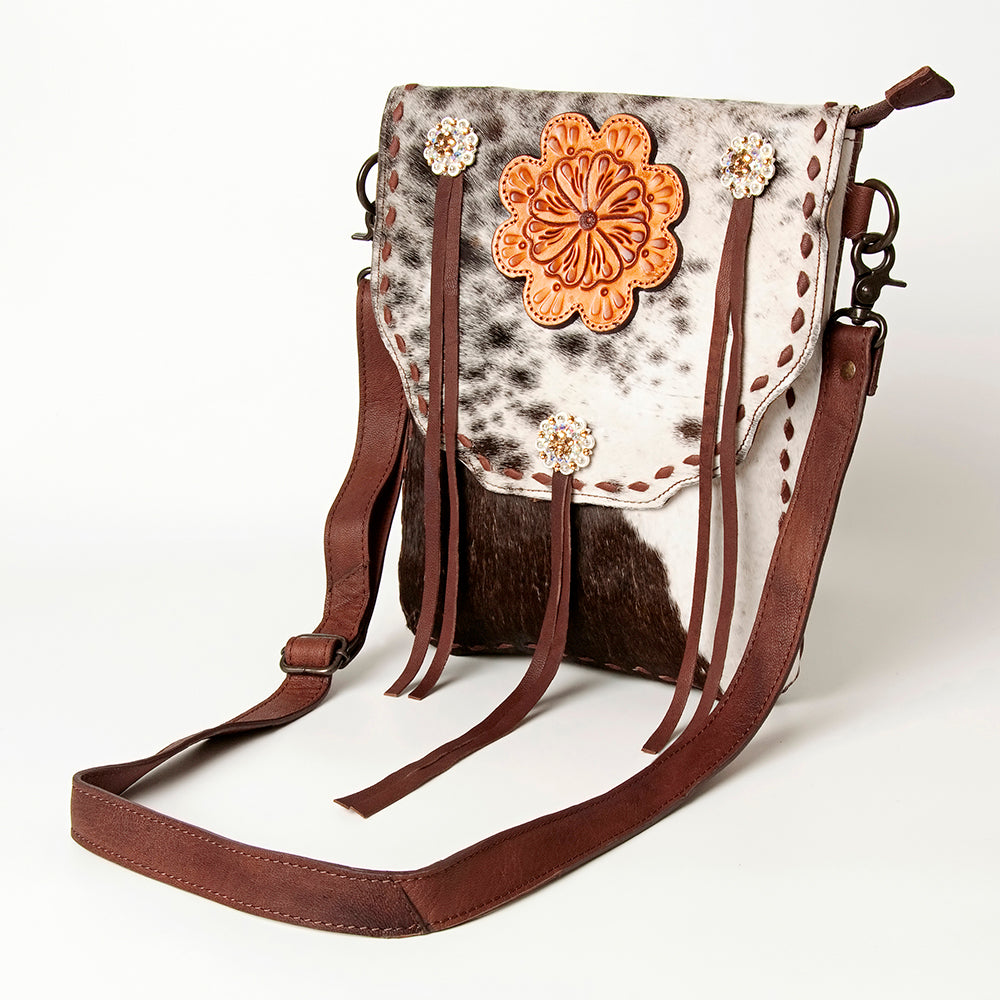 American Darling Cross Body Hand Tooled Hair On Genuine Leather women bag western handbag purse
