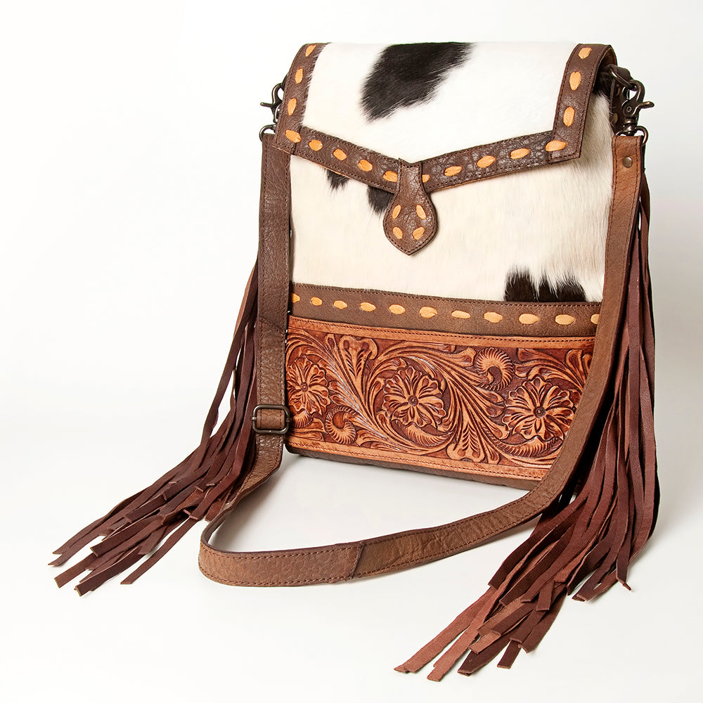 American Darling Messenger Hand Tooled Hair On Genuine Leather women bag western handbag purse