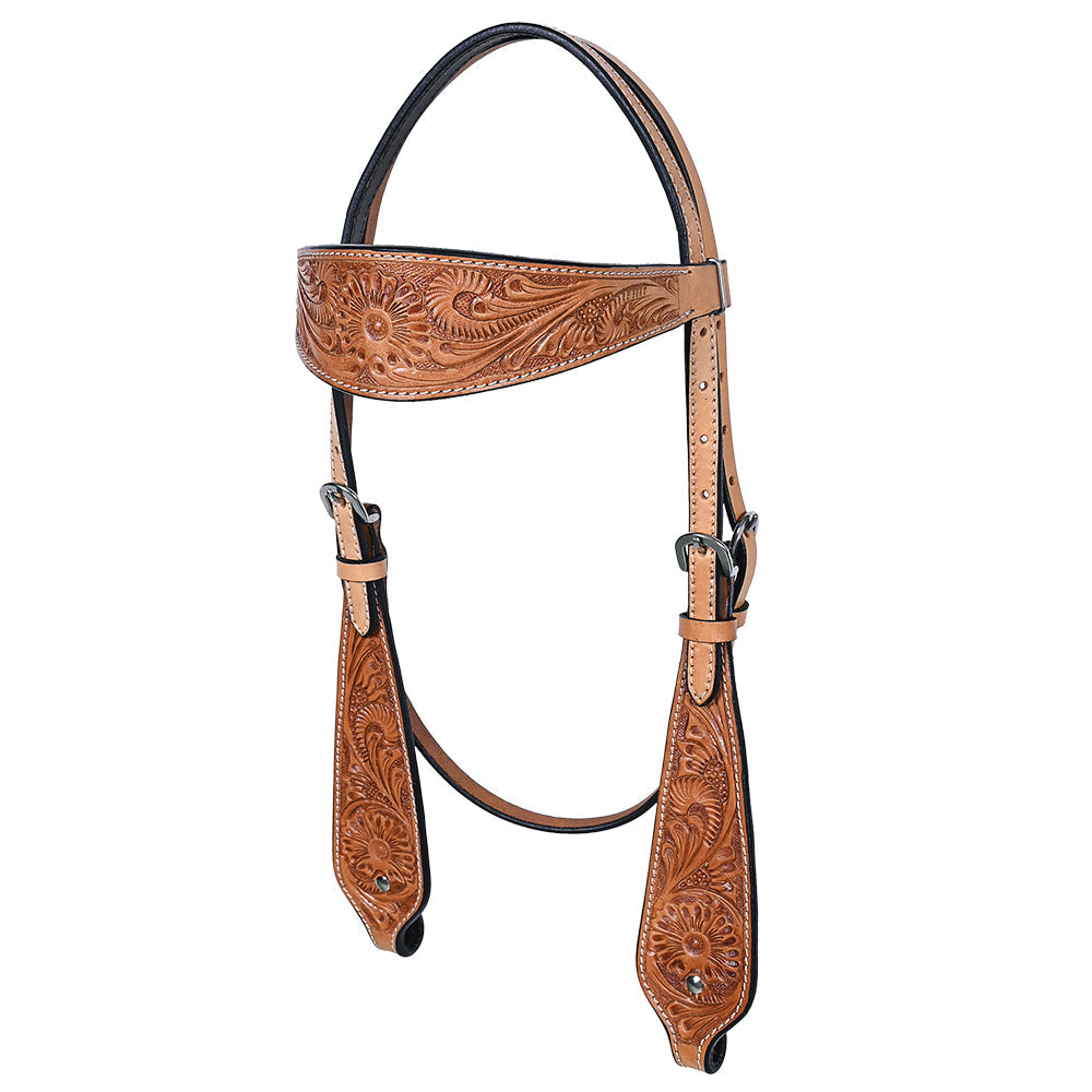 Hilason Western Horse Floral Headstall Breast Collar American Leather Tack Set