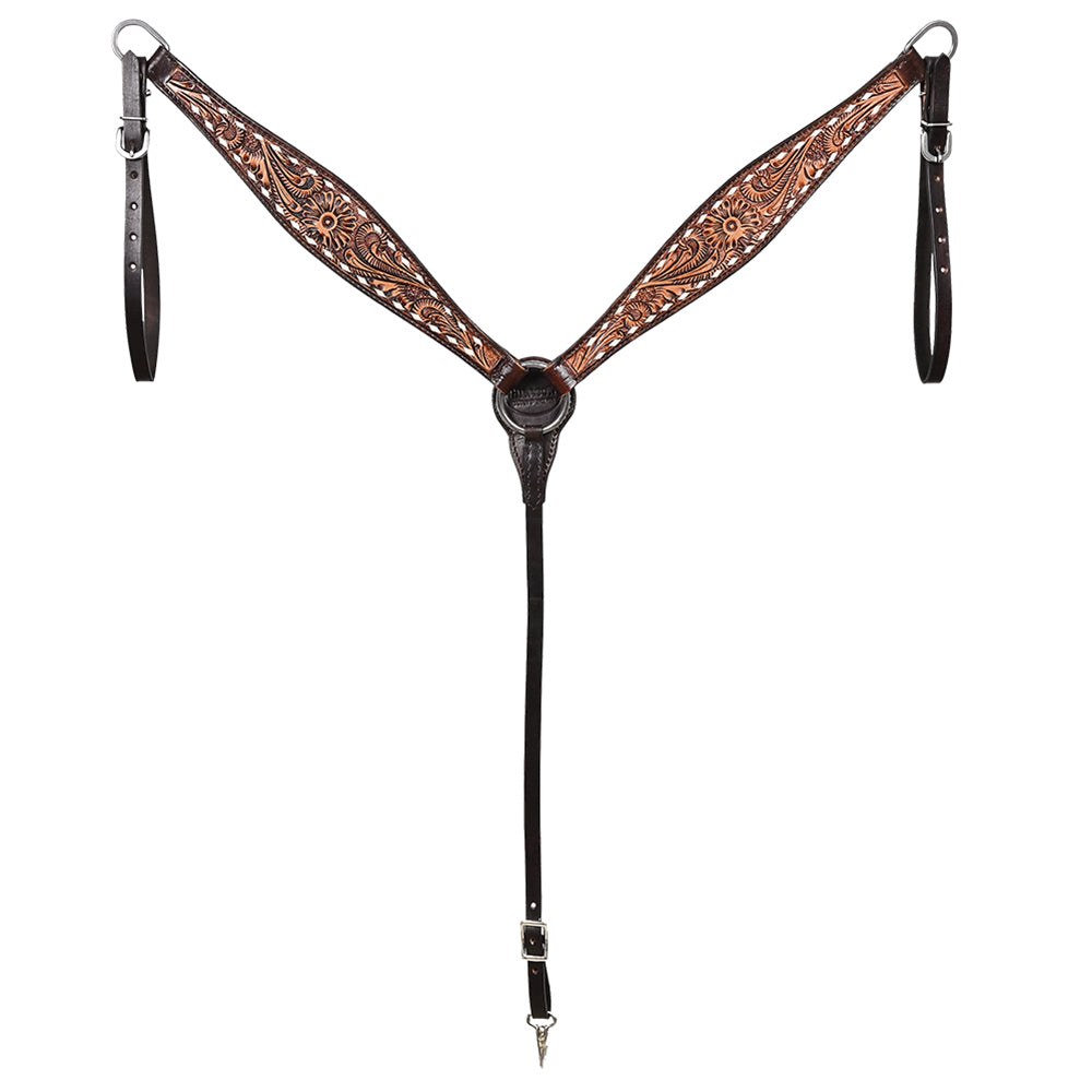 Hilason Western American Leather Horse Floral Headstall Breast Collar Tack Set