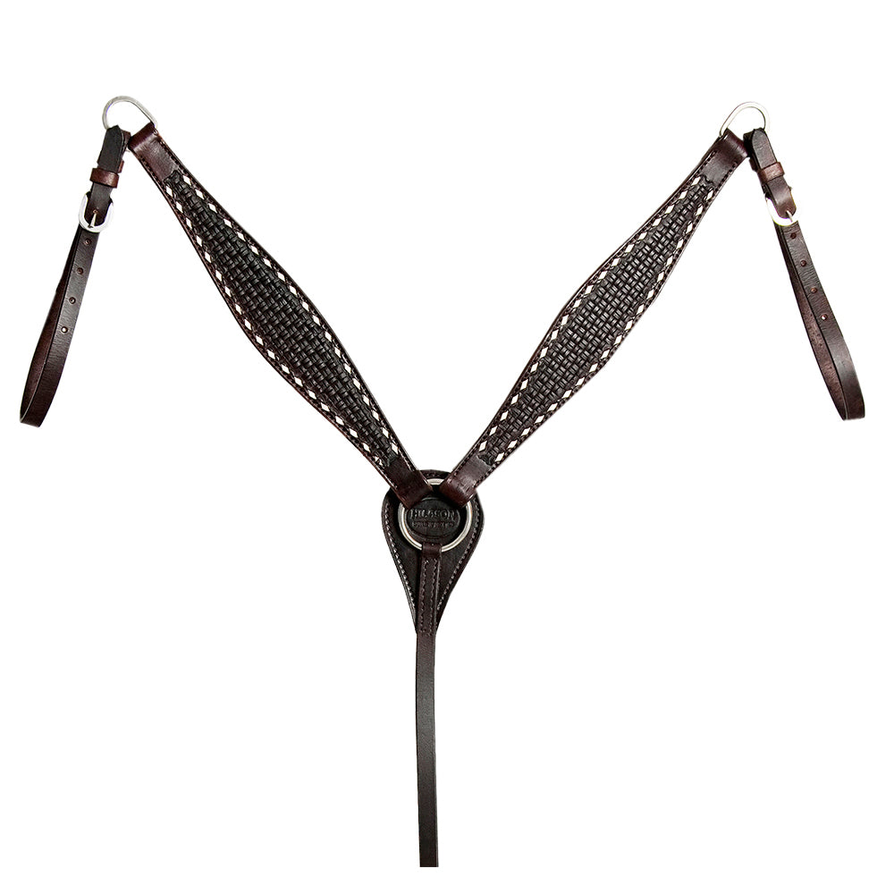 HILASON Western Horse Genuine Leather Headstall & Breast Collar With Side Buck Stitch Brown | for horses