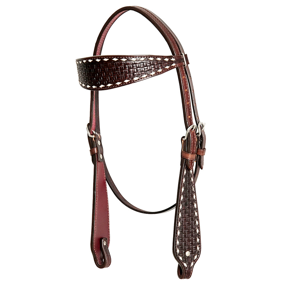 HILASON Western Horse Genuine Leather Headstall & Breast Collar With Side Buck Stitch Brown | for horses