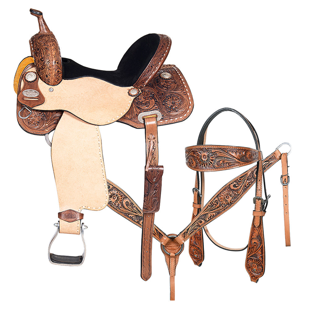 Hilason Western Horse Barrel Racing Trail Pleasure American Leather Saddle Tan Tack