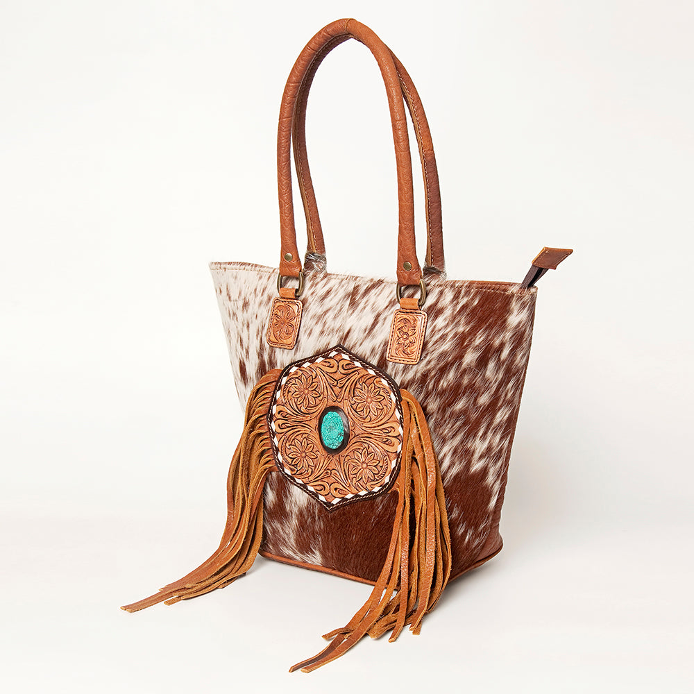 American Darling Tote Hand Tooled Hair on Genuine Leather Western Women Bag Handbag Purse | Travel Bags College Casual