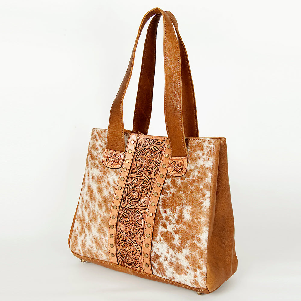 American Darling Tote Hand Tooled Hair on Genuine Leather Western Women Bag Handbag Purse | Travel Bags College Casual