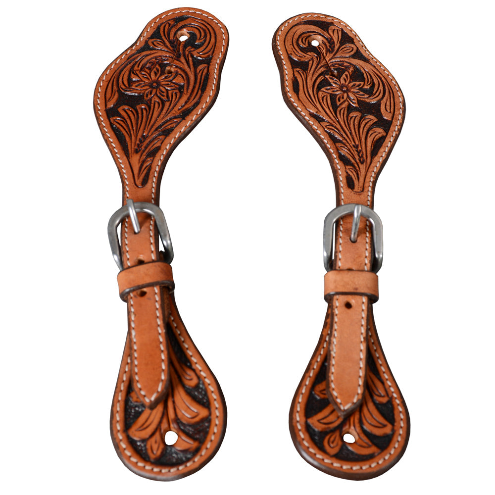 Bar H Equine Leather Spurs Straps for Adults - Western Womens Spur Straps for Horse Riding, Barrel Racing, Show, and Rodeo