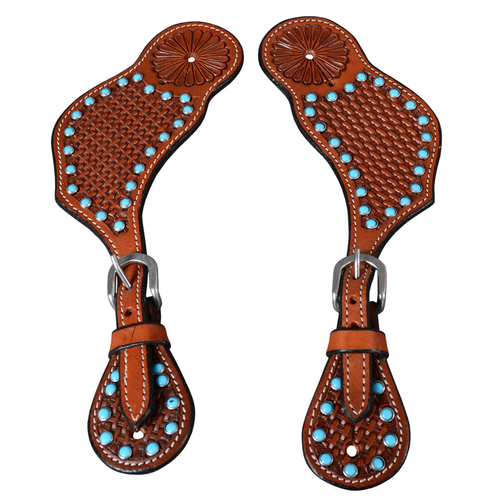 Bar H Equine Leather Spurs Straps for Adults - Western Womens Spur Straps for Horse Riding, Barrel Racing, Show, and Rodeo