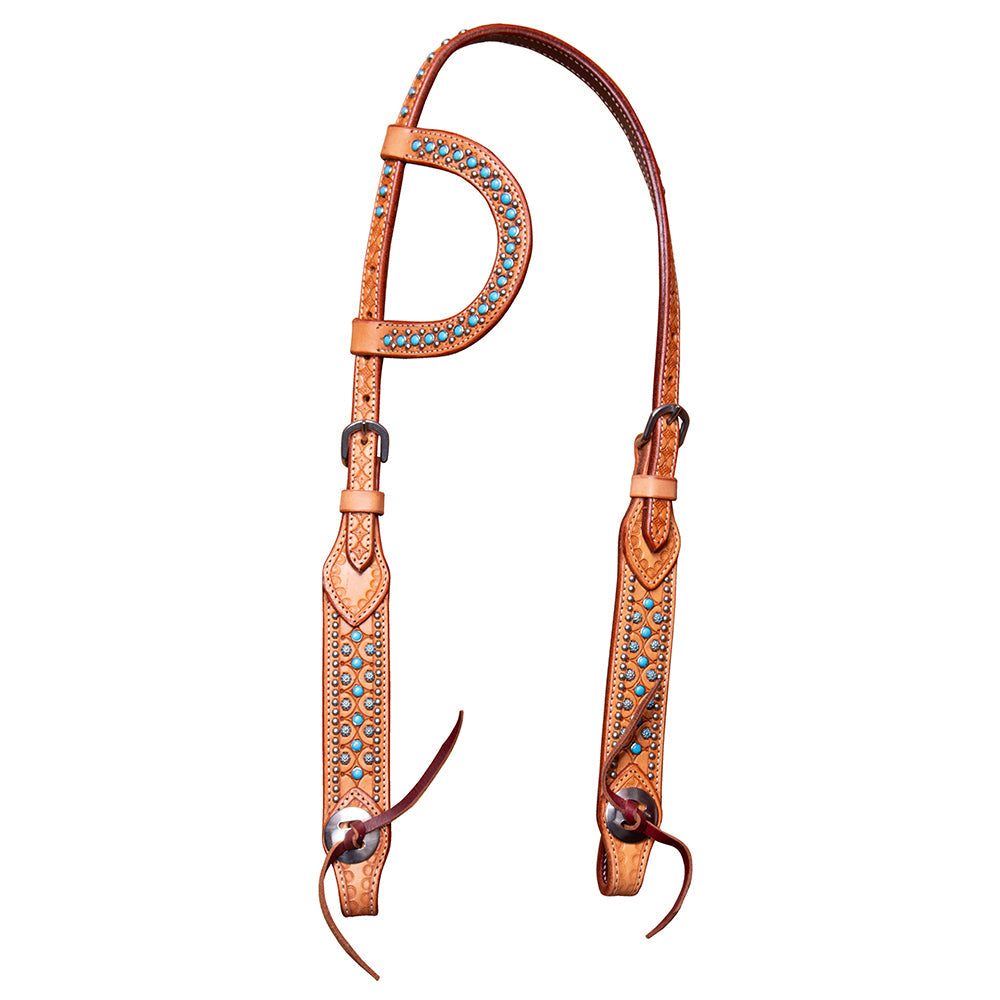 BAR H EQUINE Western Horse Genuine Leather Headstall Tan