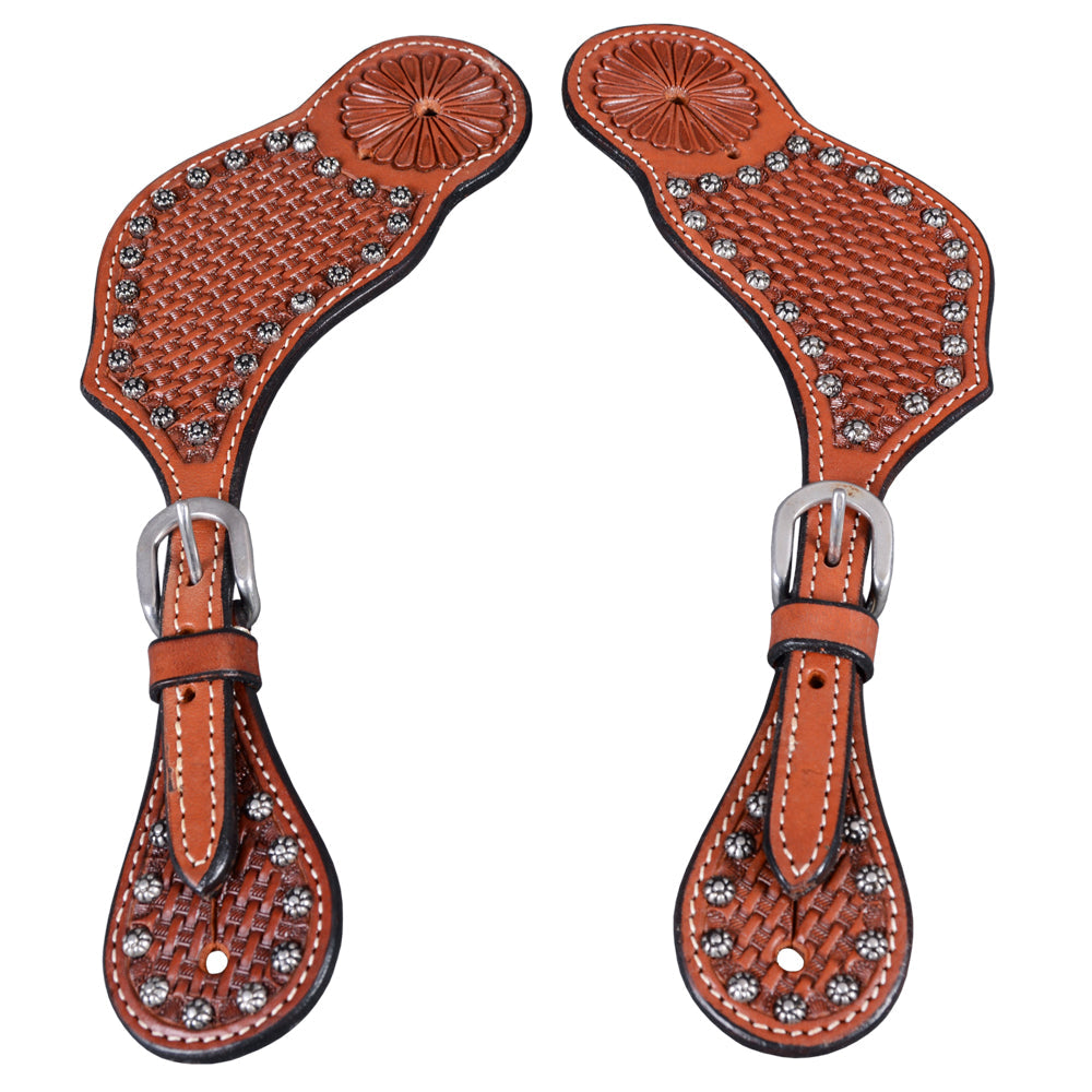 Bar H Equine Leather Spurs Straps for Adults - Western Womens Spur Straps for Horse Riding, Barrel Racing, Show, and Rodeo