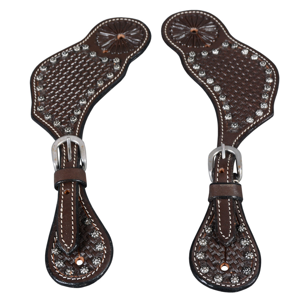 Bar H Equine Leather Spurs Straps for Adults - Western Womens Spur Straps for Horse Riding, Barrel Racing, Show, and Rodeo