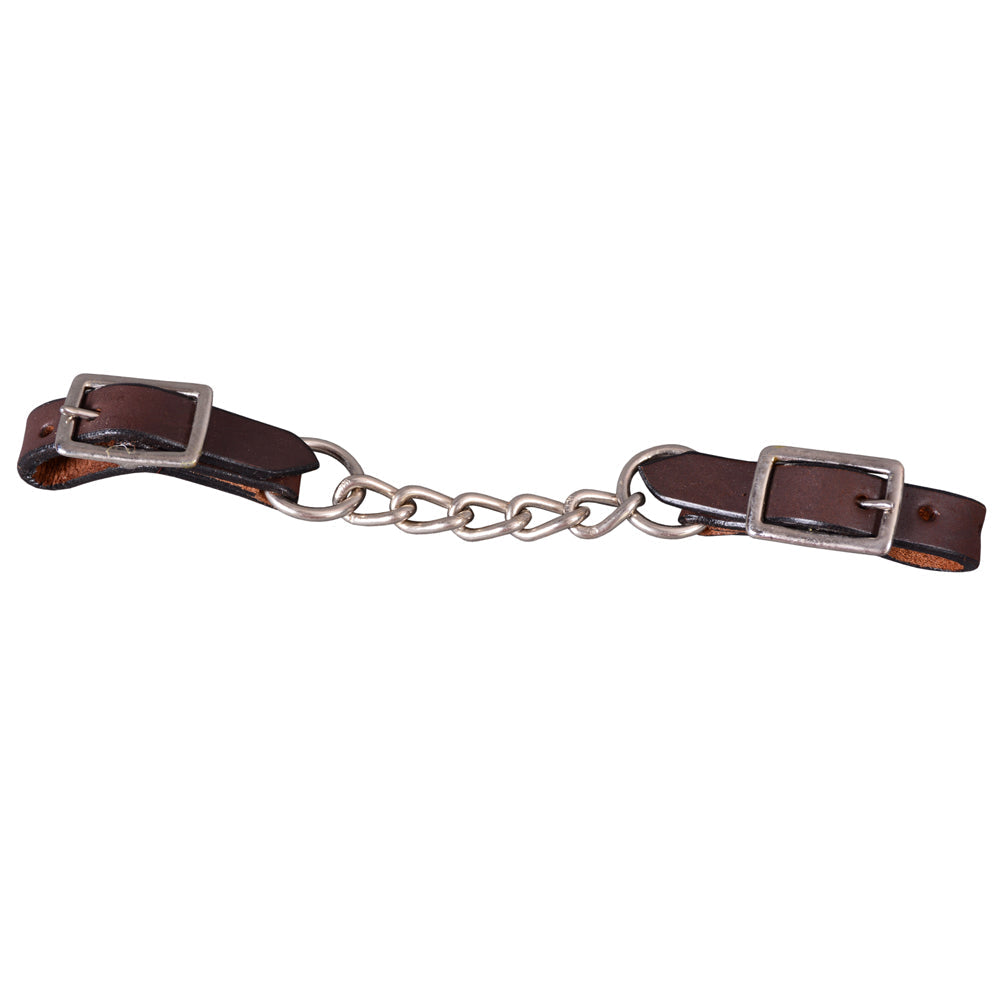 Bar H Equine Western Horse Stainless Steel Chain Genuine American Leather Curbs Strap