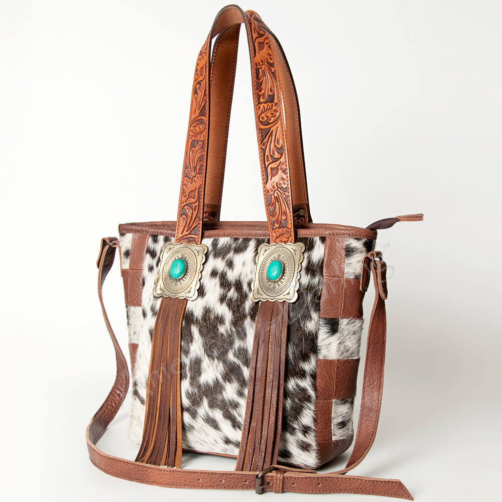 American Darling Tote Bag for Women, Hair-On Cowhide Western Bag, Premium Full Grain Leather with Fringes & YKK Zipper